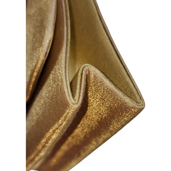 Small Jessica McClintock Purse Gold with Rhinestone Bow - Picture 5 of 5